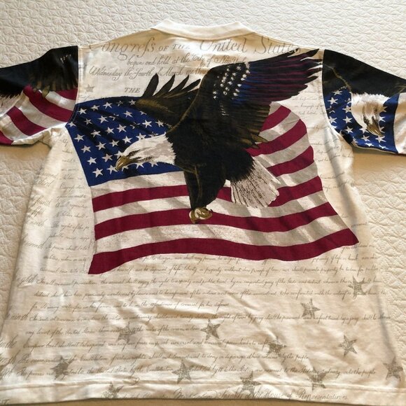 Cotton Traders Sport Bald Eagle American Flag Independence Polo Shirt Sz Large - Picture 5 of 5